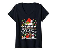 Femme Family Christmas 2025 Matching Santa Tee Xmas Pajamas Pjs T-Shirt avec Col en V