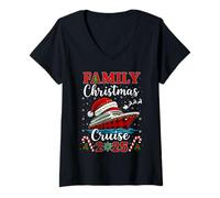 Femme Family Christmas Cruise 2025 Festive Family Cruise Vacation T-Shirt avec Col en V