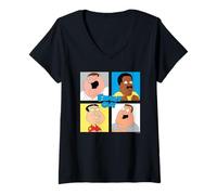 Femme Family Guy Colorful Pop Art Character Grid Funny Cartoon T-Shirt avec Col en V