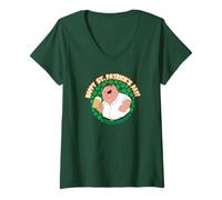 Femme Family Guy Happy St. Patrick's Day Peter Shamrocks Cartoon T-Shirt avec Col en V