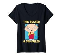 Femme Family Guy Stewie This Sucked & You Failed Funny Cartoon T-Shirt avec Col en V