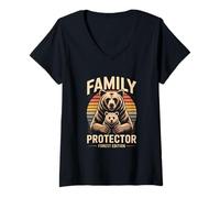 Femme Family Protector Forest Edition Ours T-Shirt avec Col en V