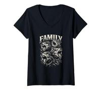 Femme Family Wolf Pack Loups féroces T-Shirt avec Col en V