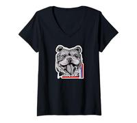 Femme Fan de bouledog, Design Elke, cœur T-Shirt avec Col en V
