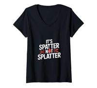 Femme Fan d'horreur Amusant Qui Dit Que C'est éclaboussé et Non éclaboussé T-Shirt avec Col en V