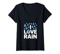 Femme Fans de I Love Rain Drop Weather T-Shirt avec Col en V