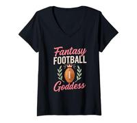Femme Fantasy Football Goddess Pink Crown T-Shirt avec Col en V