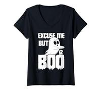 Femme Fantôme d'halloween Amusant Excuse Me But Boo T-Shirt avec Col en V