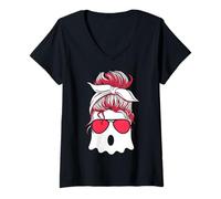 Femme Fantôme féminin - Halloween T-Shirt avec Col en V