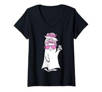 Femme Fantôme féminin - Halloween T-Shirt avec Col en V