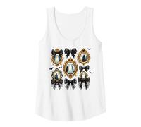 Femme Fantôme Gothique Vintage Portraits hantés nœuds Chauves-Souris Halloween Débardeur