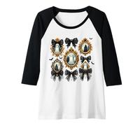 Femme Fantôme Gothique Vintage Portraits hantés nœuds Chauves-Souris Halloween Manche Raglan