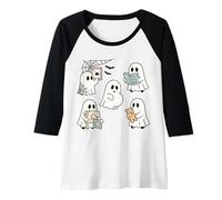 Femme Fantômes Mignons effrayants se préparant pour bébé Halloween Manche Raglan