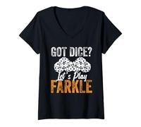 Femme Farkle Club Lover Player Let's Play Queen Farkle Game Night T-Shirt avec Col en V