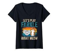 Femme Farkle Queen Dice Game Let's Play Night Farkle Game Night T-Shirt avec Col en V