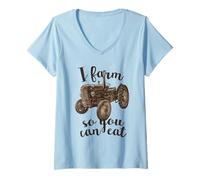 Femme Farmer I Farm So You Can Mange Tractor Farming T-Shirt avec Col en V