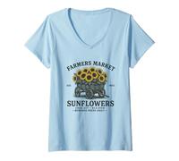 Femme Farmers Market Bouquet de tournesols Frais Tous Les Jours T-Shirt avec Col en V