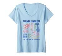 Femme Farmers Market Club Veggie - Nous sommes venus pour le Tomatoes Foodie T-Shirt avec Col en V