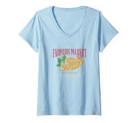 Femme Farmers Market Los Angeles Vintage Oranges Logo T-Shirt avec Col en V
