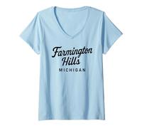 Femme Farmington Hills Michigan 248 Oakland Novi Southfield T-Shirt avec Col en V