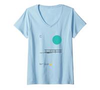 Femme Farnsworth House - Hommage Minimaliste Mies Van der Rohe T-Shirt avec Col en V