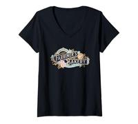 Femme Farriner's Bakery Vintage Pudding Lane London Art T-Shirt avec Col en V