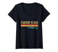 Femme Fascism is Bad Citation A Sarcastic History Leçon Retro T-Shirt avec Col en V