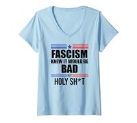 Femme Fascism is Bad History 1776 No Kings America Pro Democracy T-Shirt avec Col en V