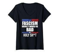 Femme Fascism is Bad History Resist Like Its 1776 No Kings America T-Shirt avec Col en V
