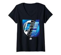 Femme Fast & Furious 25th Anniversary F&F Logo Split T-Shirt avec Col en V