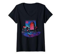 Femme Fast & Furious 25th Anniversary Tokyo Drift Skyline T-Shirt avec Col en V