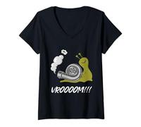 Femme Fast Snail Vroom Car Racer Lover Citation drôle Drift Racing T-Shirt avec Col en V