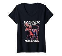 Femme Faster Than You Think Velociraptor Humour Graphic T-Shirt avec Col en V