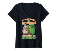 Femme Fat Raccoon Spirit Animal Getting Into Dumpster T-Shirt avec Col en V
