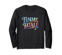 Femme Fatale Rétro Rainbow Typographie Déclaration Manche Longue