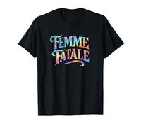 Femme Fatale Rétro Rainbow Typographie Déclaration T-Shirt