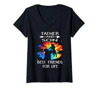 Femme Father and Son Best Friend for Life Tie Dye Fathers Day T-Shirt avec Col en V