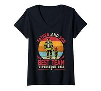 Femme Father and Son Firefighter Best Team There is Fathers Day T-Shirt avec Col en V