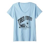 Femme Fatigué Forever Awake Briefly Nurse Life T-Shirt avec Col en V