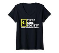 Femme Fatigué Girl Society Like We're Even Awake for This T-Shirt avec Col en V