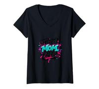 Femme Fatigué Moms Club Funny Saying Mother's Day Mama T-Shirt avec Col en V
