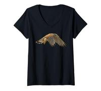 Femme Faucon pèlerin, Oiseau de Proie, Illustration de la Faune Sauvage, Nature T-Shirt avec Col en V