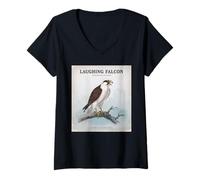 Femme Faucon Rieur - Oiseau de Proie Animal d'Amérique du Sud Centrale T-Shirt avec Col en V