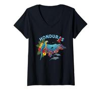 Femme Faune Tropicale et récif du Honduras T-Shirt avec Col en V