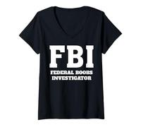 Femme FBI - Inspecteur fédéral des Seins T-Shirt avec Col en V