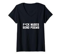 Femme FCK Nudes Envoyer des Poèmes - intellectualisme intellectuel T-Shirt avec Col en V