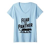 Femme Fear The Panther Fearless Spirit Amoureux des Animaux T-Shirt avec Col en V