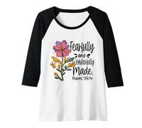 Femme Fearfully and Wonderfully Made Bible Verse Fleur Christian Manche Raglan