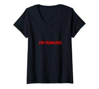 Femme Fearless Tee Shirt, I'm Fearless Strong Motivational Quotes T-Shirt avec Col en V