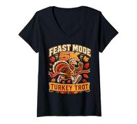 Femme Feast Mode Turquie Trot Runner Mascotte Course Graphique Course T-Shirt avec Col en V